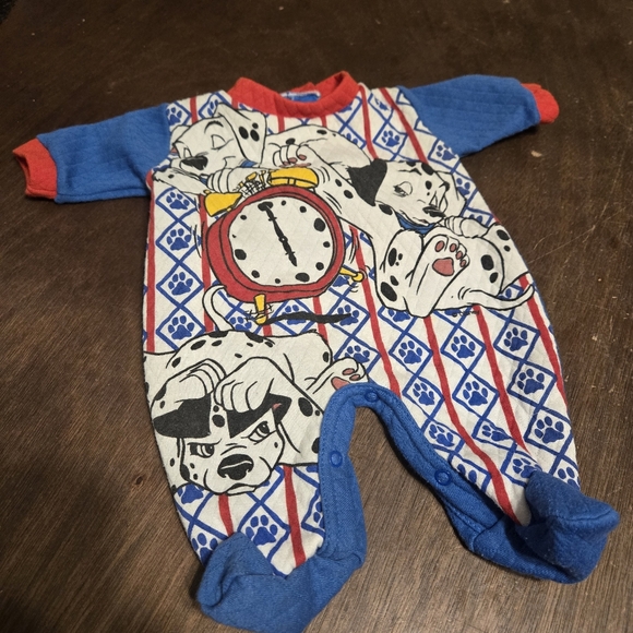 Vintage Walt Disney 101 Dalmatians Rare Baby Footie Onesie Outfit Puppy Newborn - Picture 3 of 5